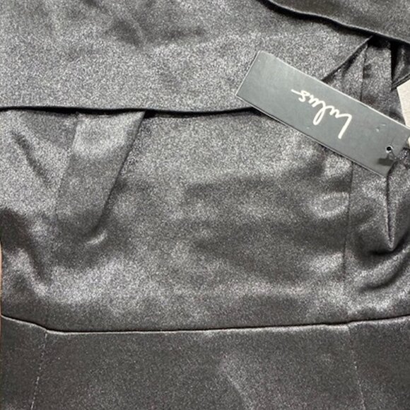 NWT Lulus Paparazzi Shot Black Satin Off-the-Shoulder Midi Dress - Picture 6 of 8